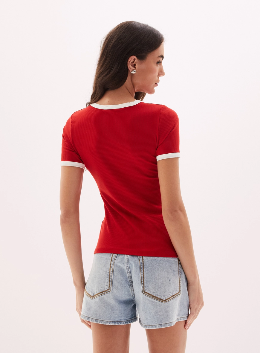 Camiseta Feminina Canelada - Small Vermelho 4