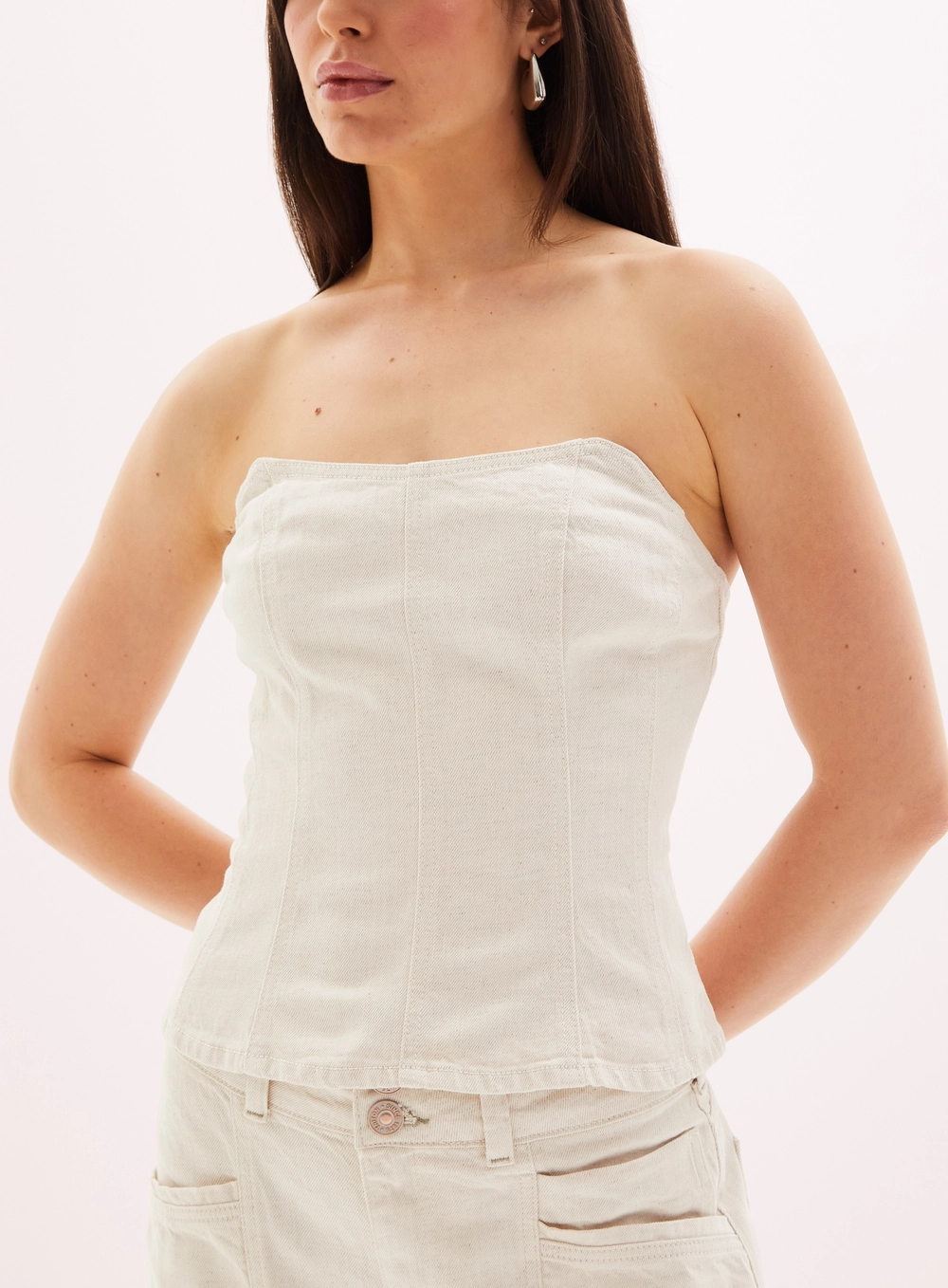 Blusa Cropped Feminino Tomara Que Caia Bege 5