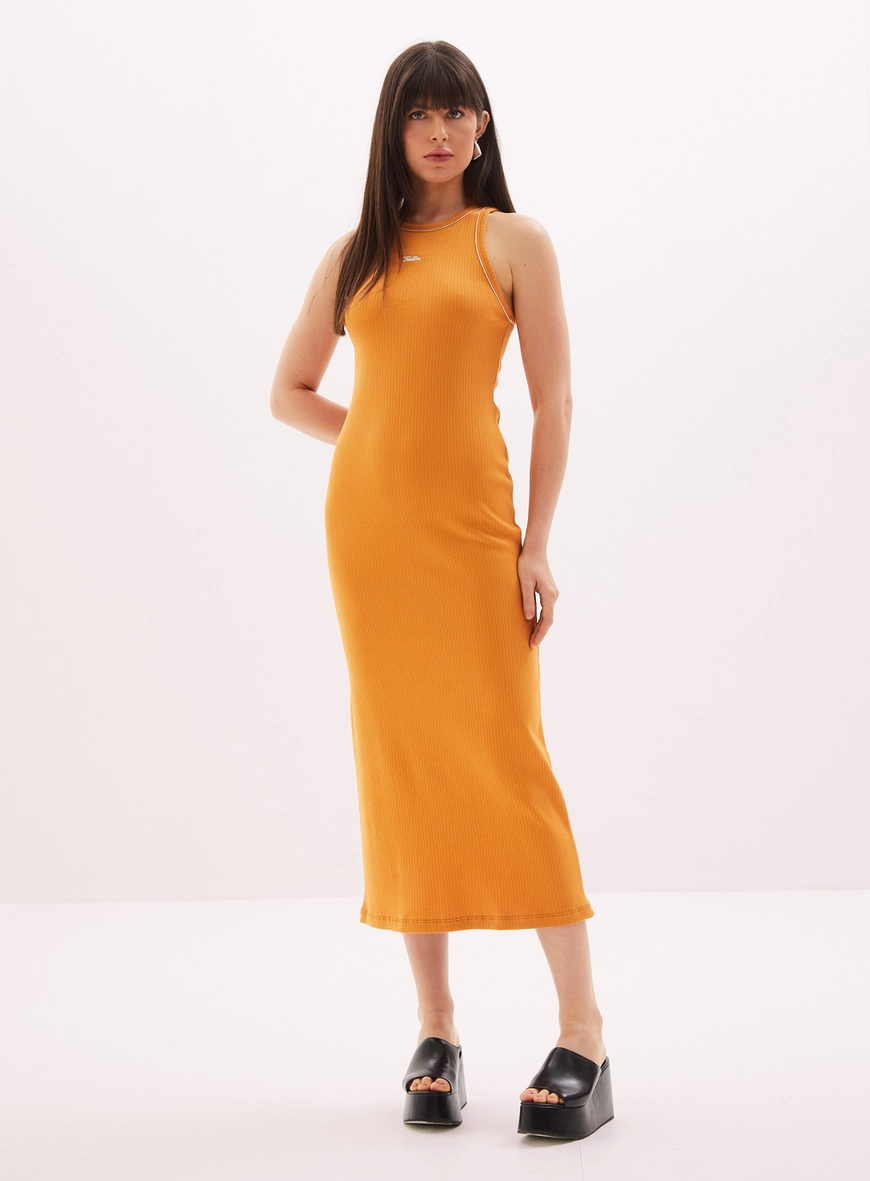 Vestido Feminino Midi Canelado AMARELO 1