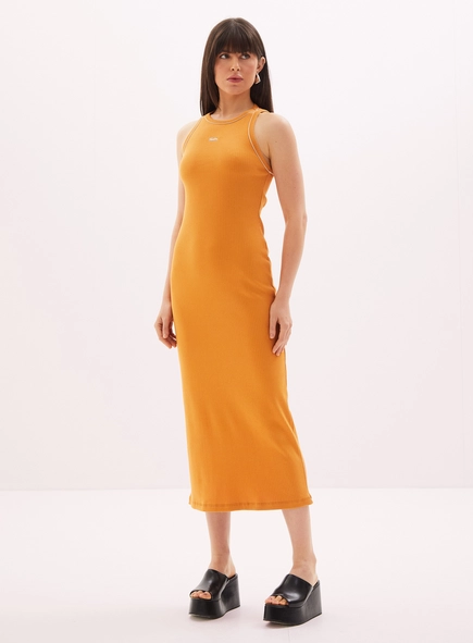 Vestido Feminino Midi Canelado