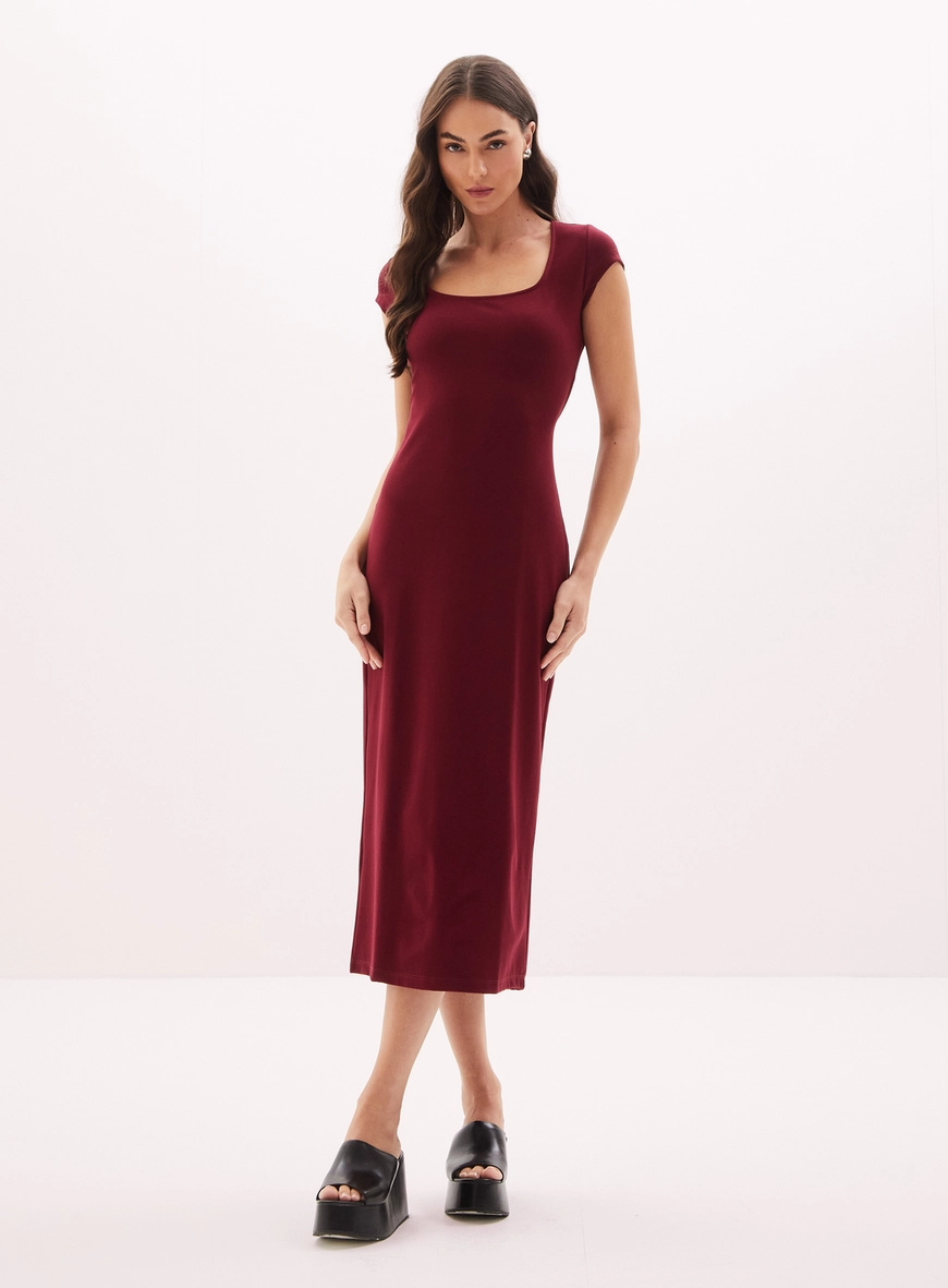 Vestido Feminino Midi Cut Out Bordo 1