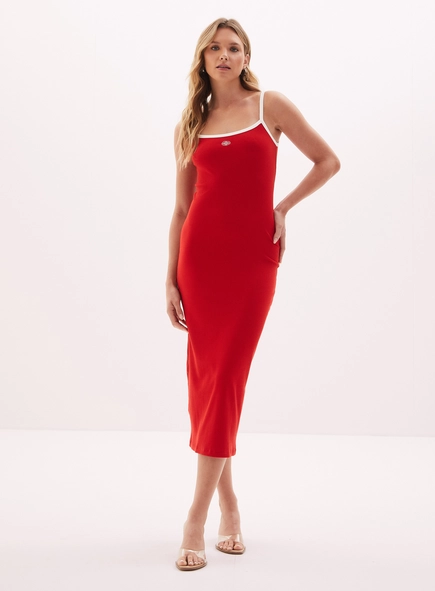 Vestido Feminino Midi Canelado
