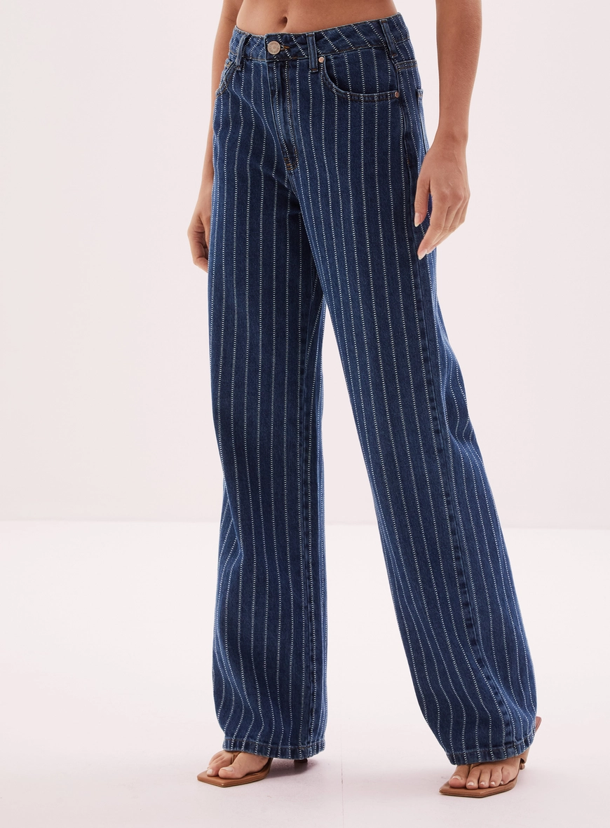 Calça Jeans Feminina Listrada - New Loren Estampados 2