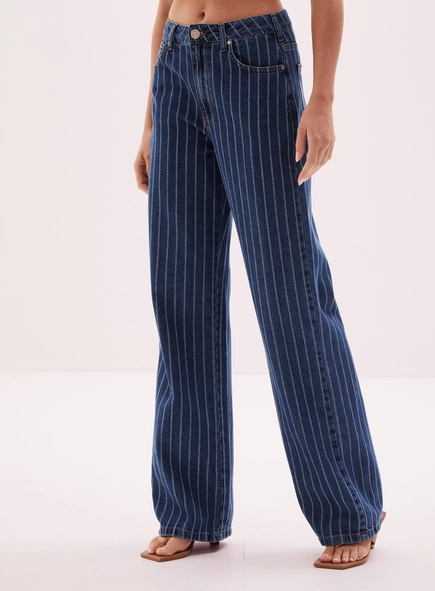 Calça Jeans Feminina Listrada - New Loren