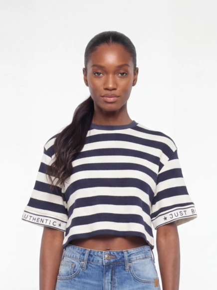 Camiseta Feminina Box Listrada