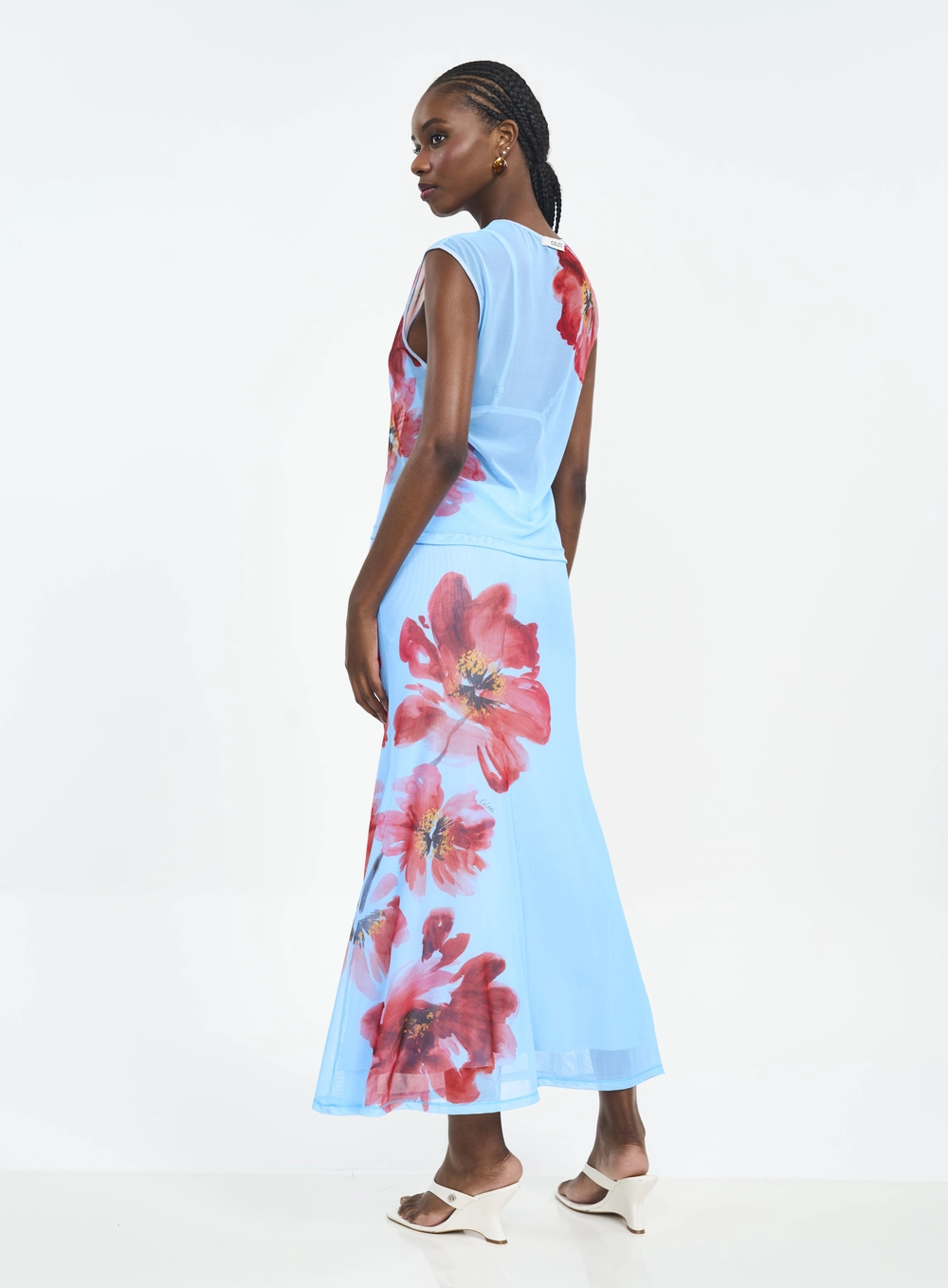 Saia Midi Tule Estampada Joana Estampados