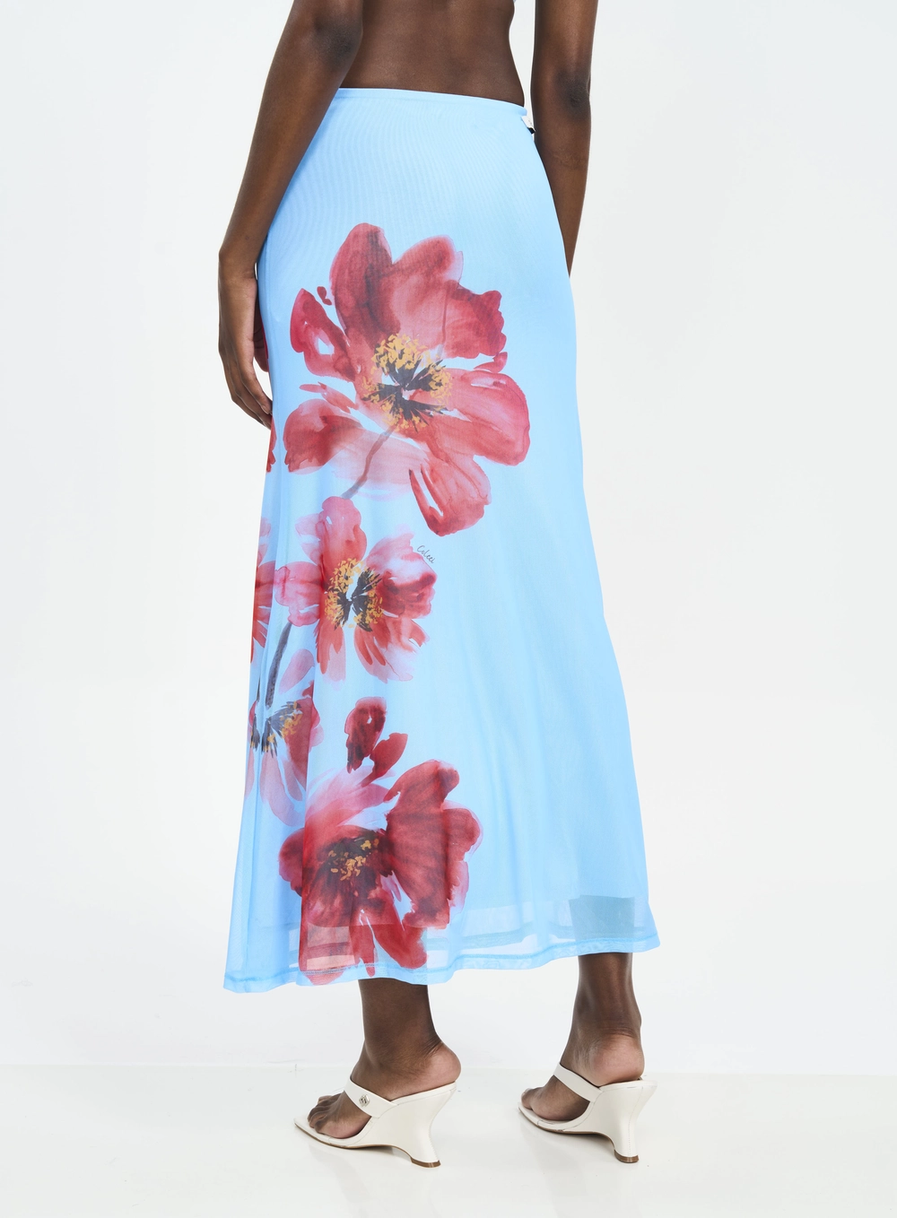 Saia Midi Tule Estampada Joana Estampados