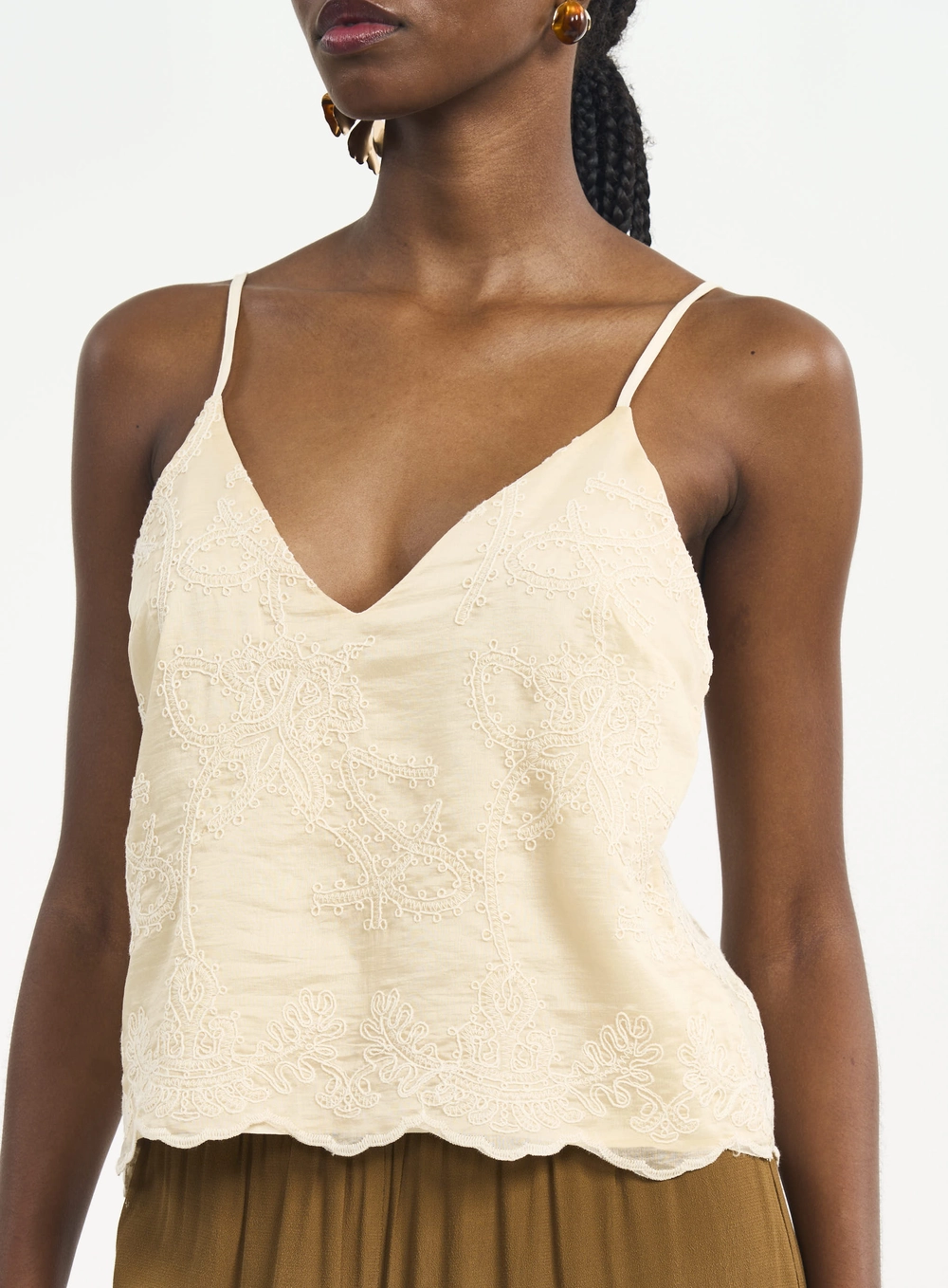 Blusa Bordada Bege