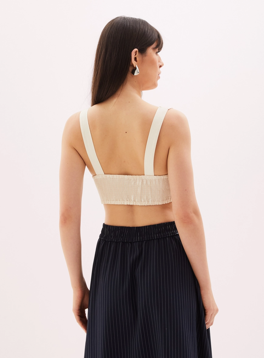 Top Cropped Feminino Com Alça Bege 4