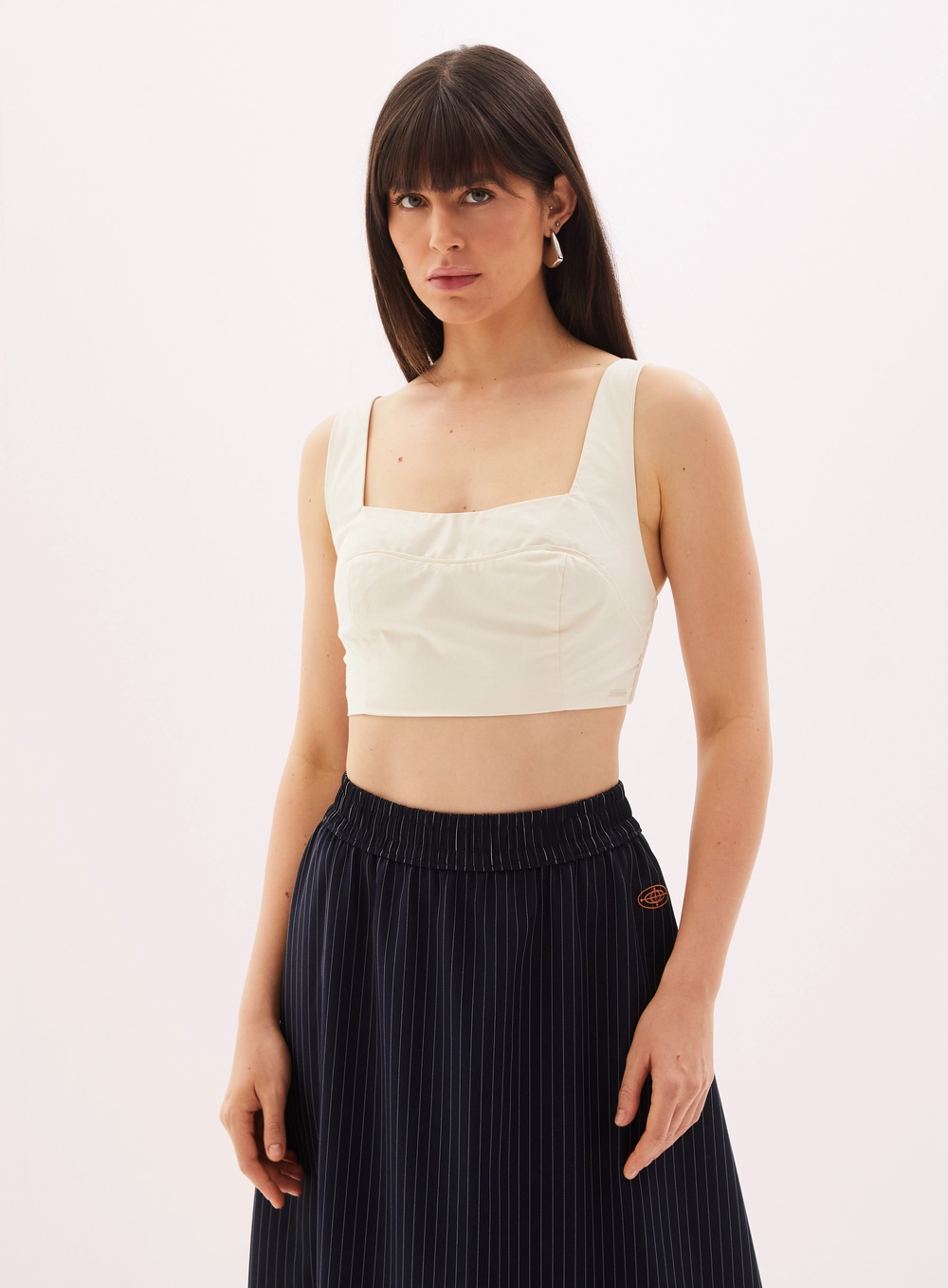 Top Cropped Feminino Com Alça Bege 2