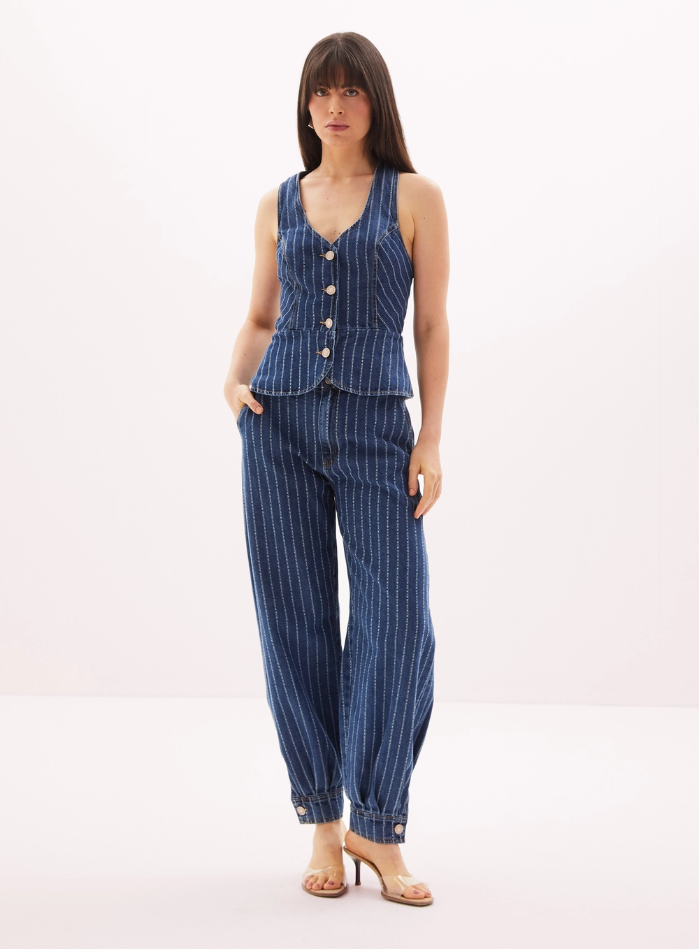 Colete Feminino Jeans Listrado - Slim Estampados 1