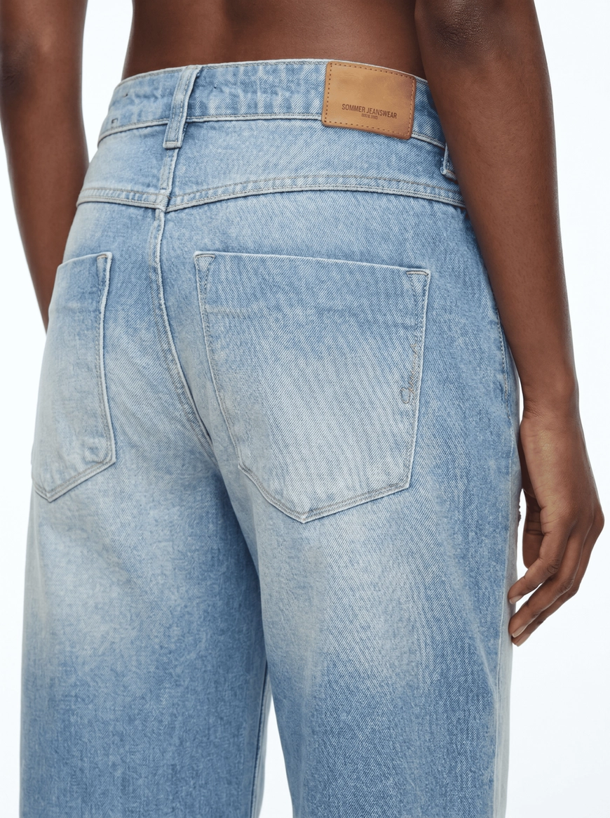 Calça Jeans Feminina Baggy Com Bolsos Índigo 4