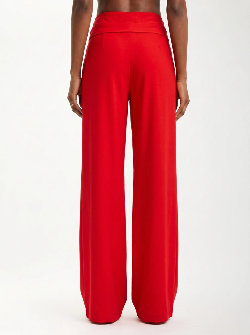 Calça Feminina Pantalona Franzida Vermelho 2