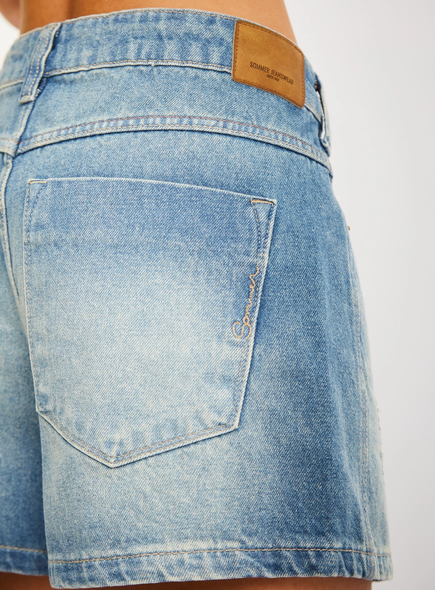 Short Jeans Feminino Com Bolsos - Lari Índigo 4