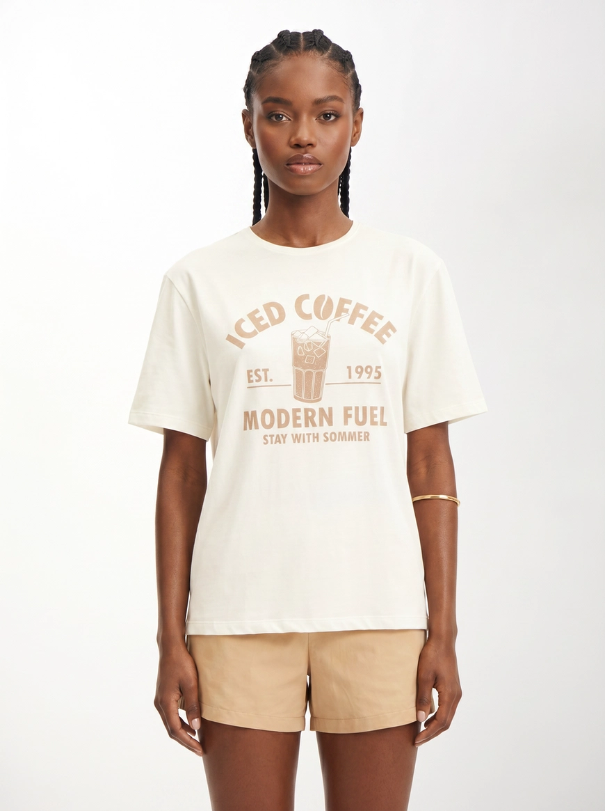 Camiseta  Feminina Boyfriend Relaxed Fit Estampada Off Shell 1