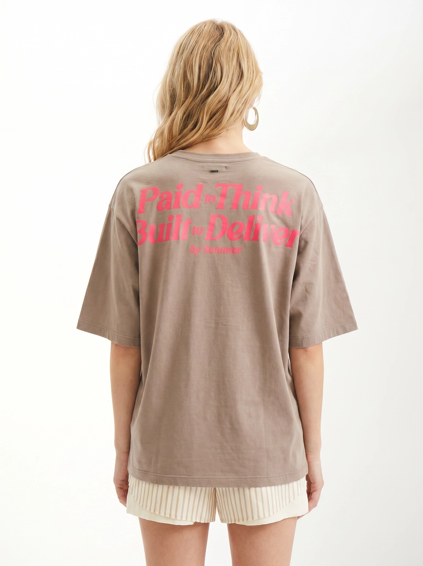 Camiseta  Feminina Loose Ampla Manga Curta Marrom 2