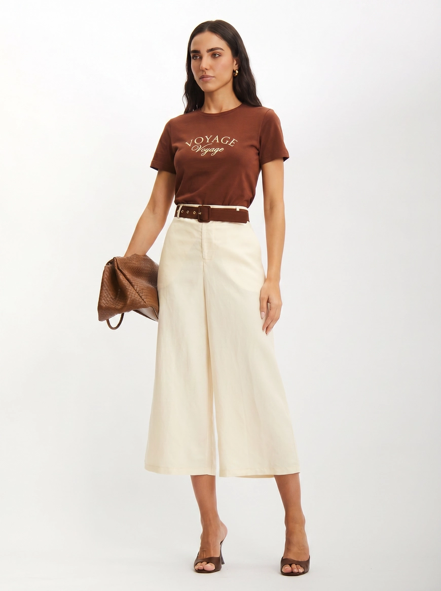 Camiseta Feminina Small Slim Estampada Marrom 3