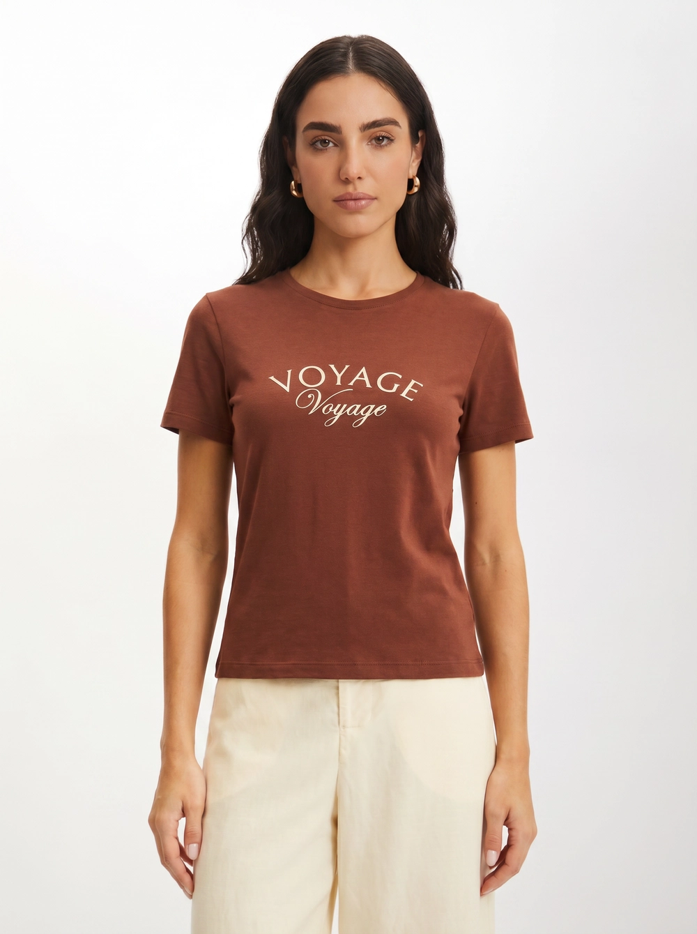 Camiseta Feminina Small Slim Estampada Marrom 1