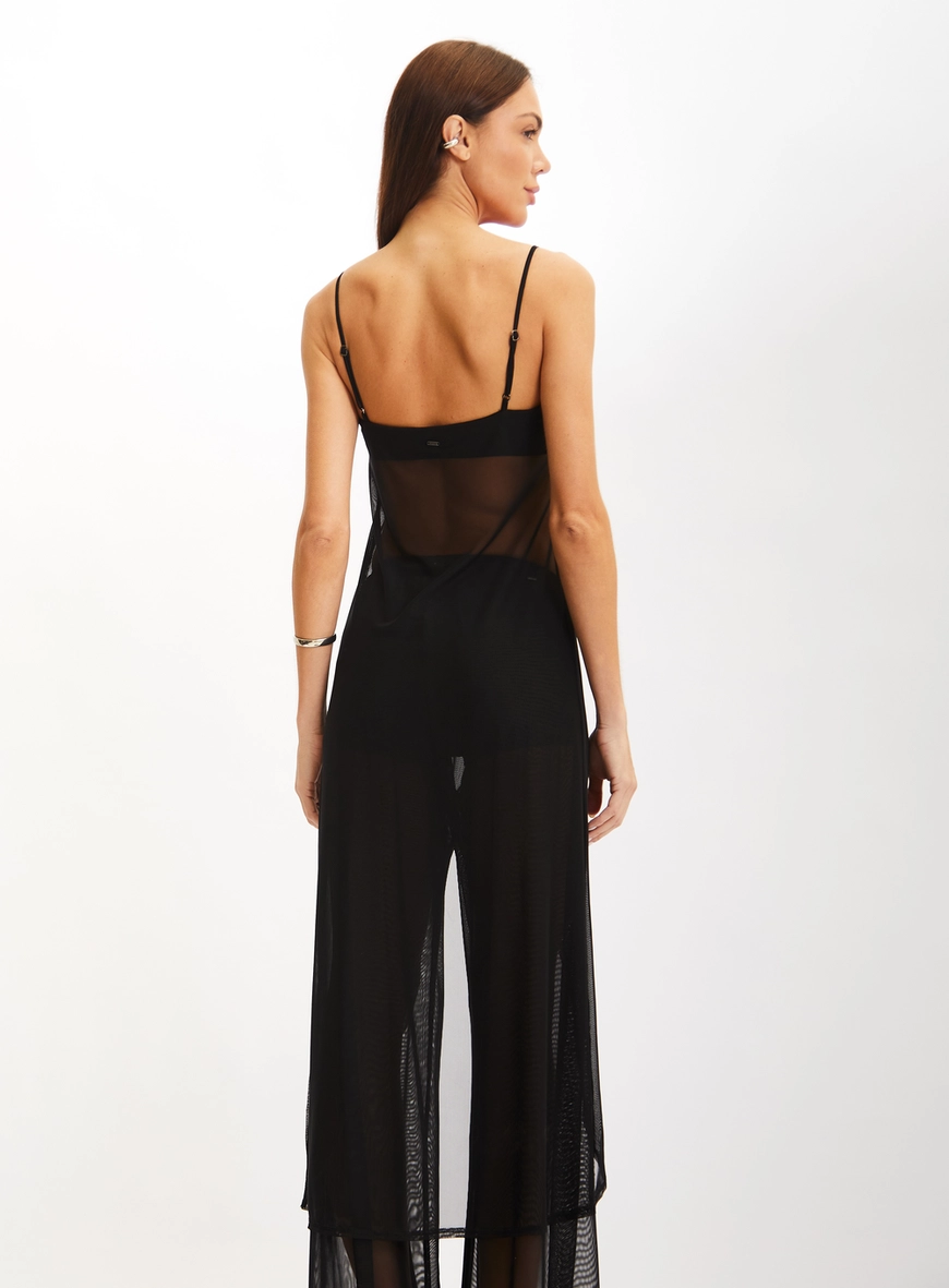 Blusa Feminina Alongada Com Alças Finas Preto 2