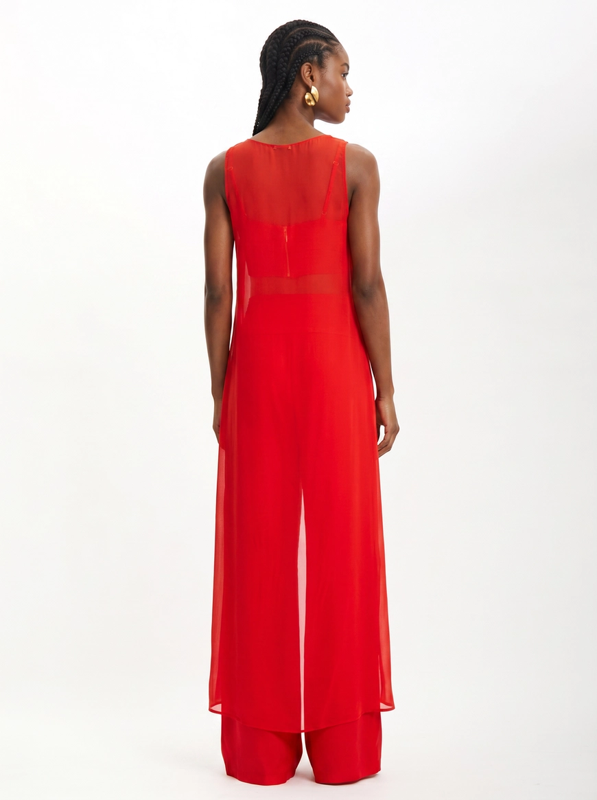 Blusa Feminina Assimétrica Com Detalhes Vermelho 2