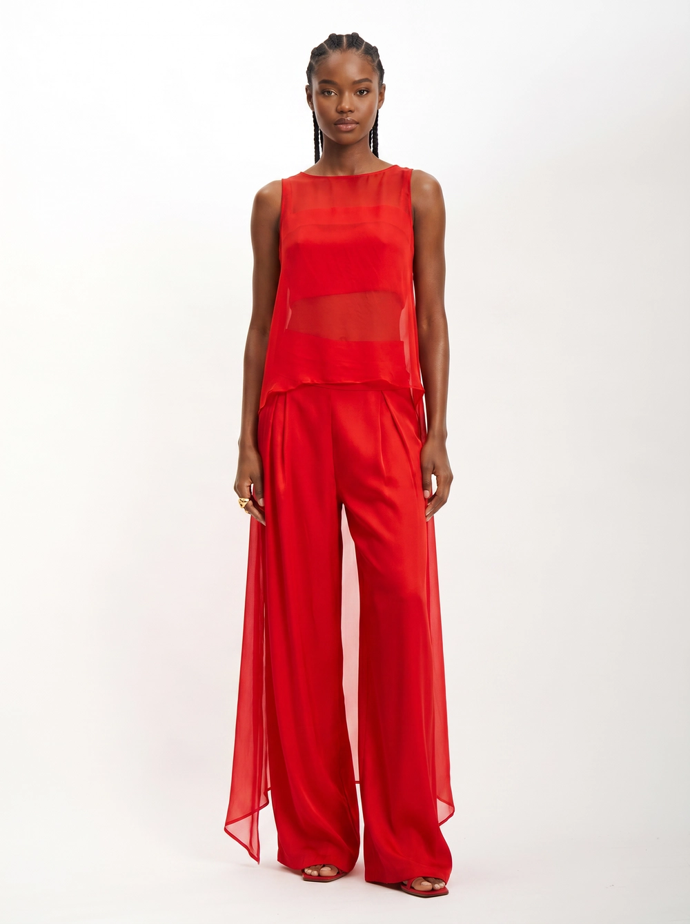 Blusa Feminina Assimétrica Com Detalhes Vermelho 1