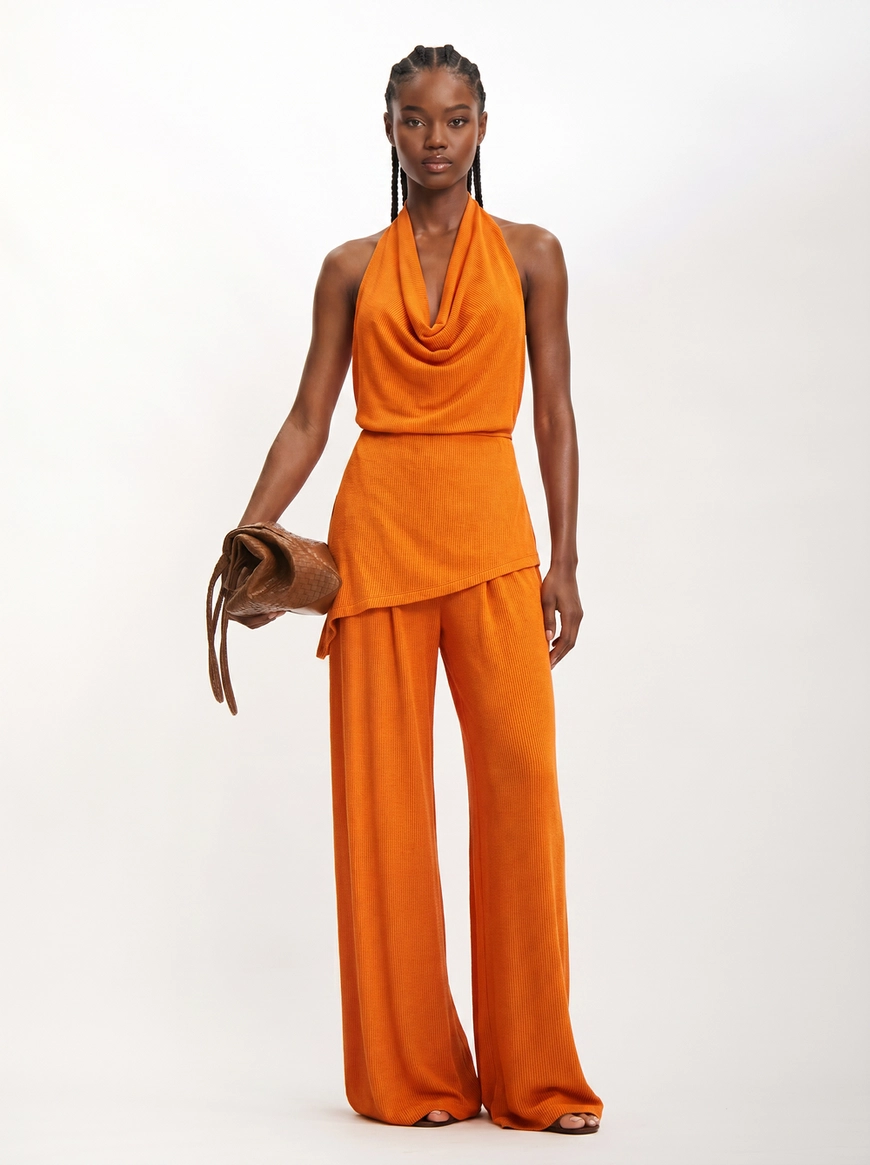 Blusa Feminina Assimétrica Com Costas Abertas Laranja 3