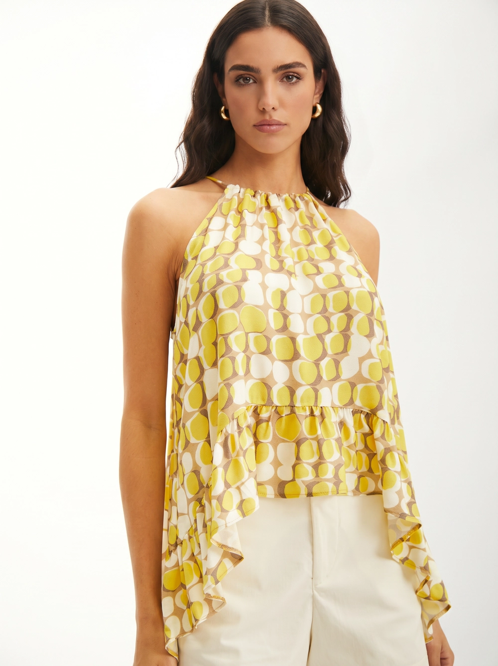 Blusa Feminina Ampla Estampada Com Babados Estampados 4