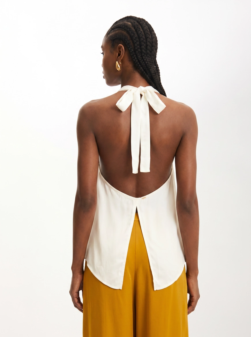 Blusa Frente Única Godê Com Decote V E Amarração Off Shell 2