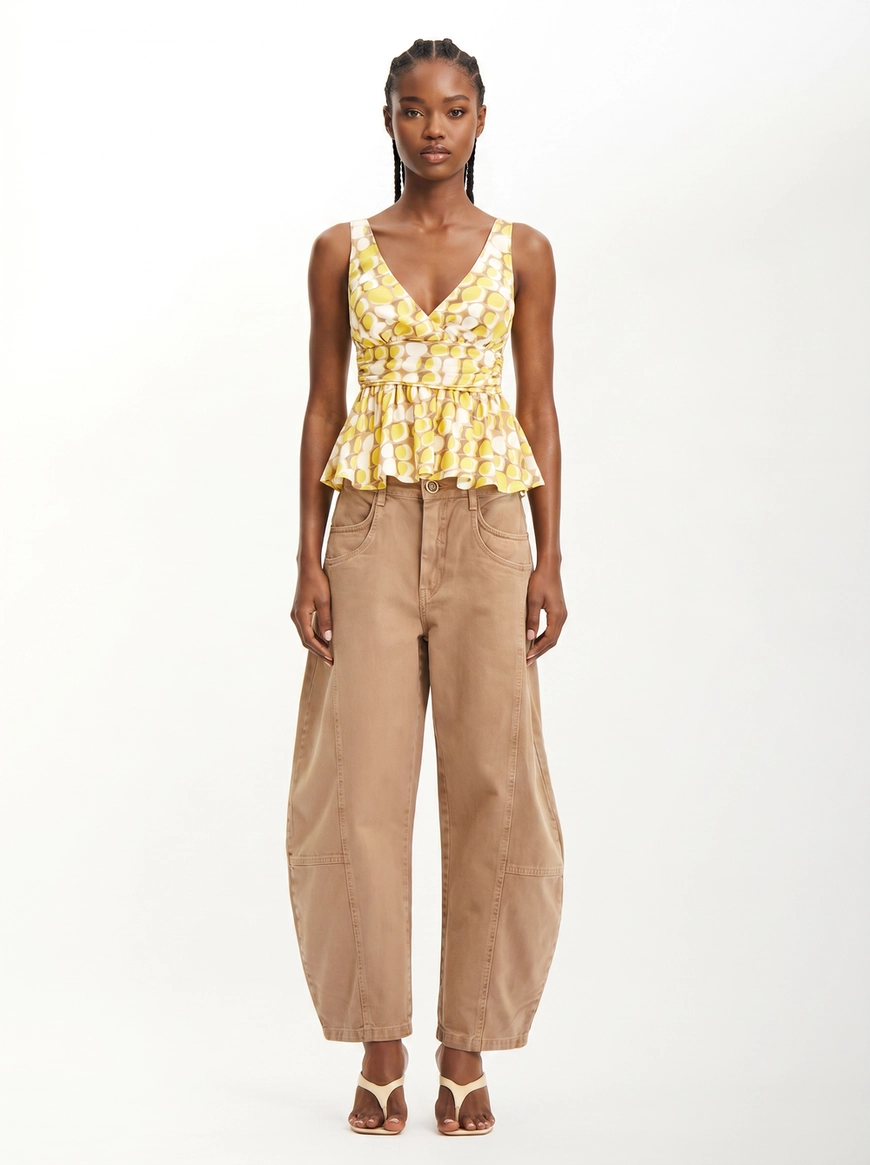 Blusa Feminina Ajustada Com Decote V Estampada Estampado 3