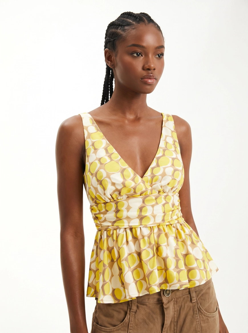 Blusa Feminina Ajustada Com Decote V Estampada Estampado 4