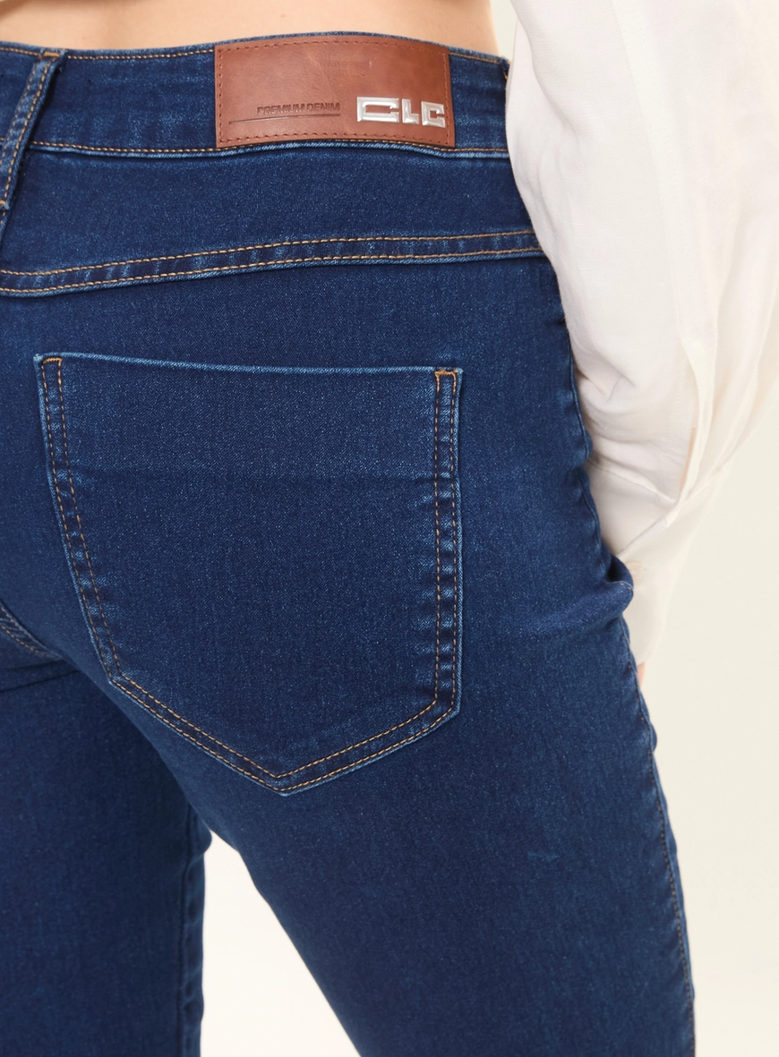 Calça Jeans Feminina Skinny Média Lavagem Escura Índigo 5