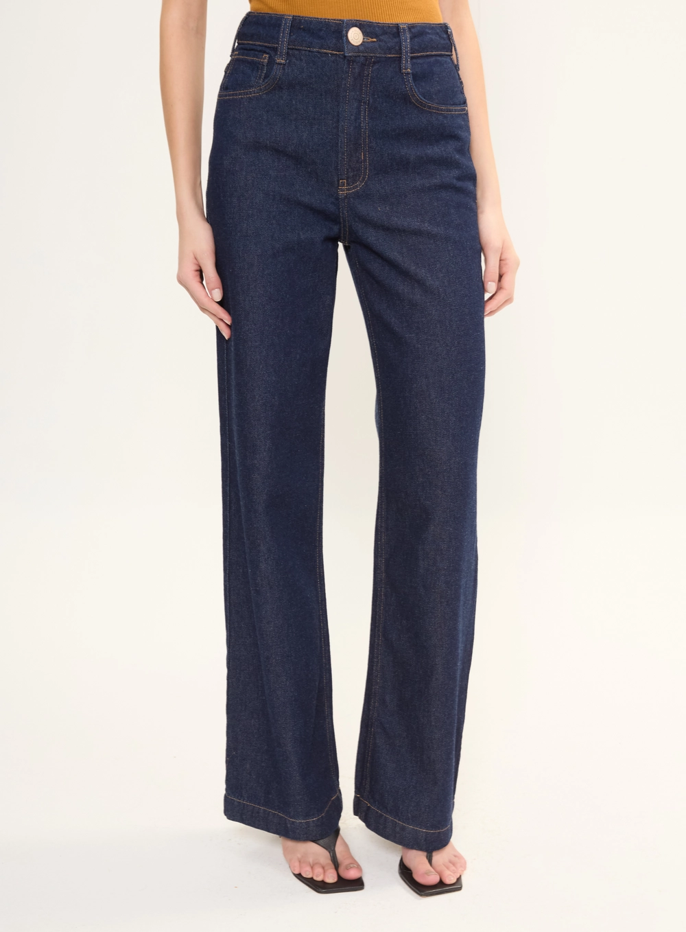 Calça Jeans Feminina Wide Leg Cintura Alta Índigo 3