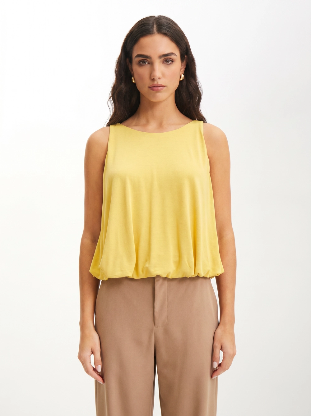 Blusa Feminina Balone Com Decote Canoa AMARELO 1