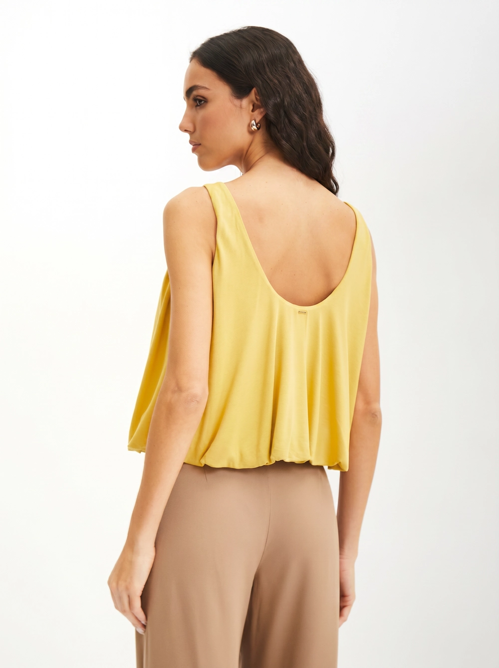 Blusa Feminina Balone Com Decote Canoa AMARELO 2