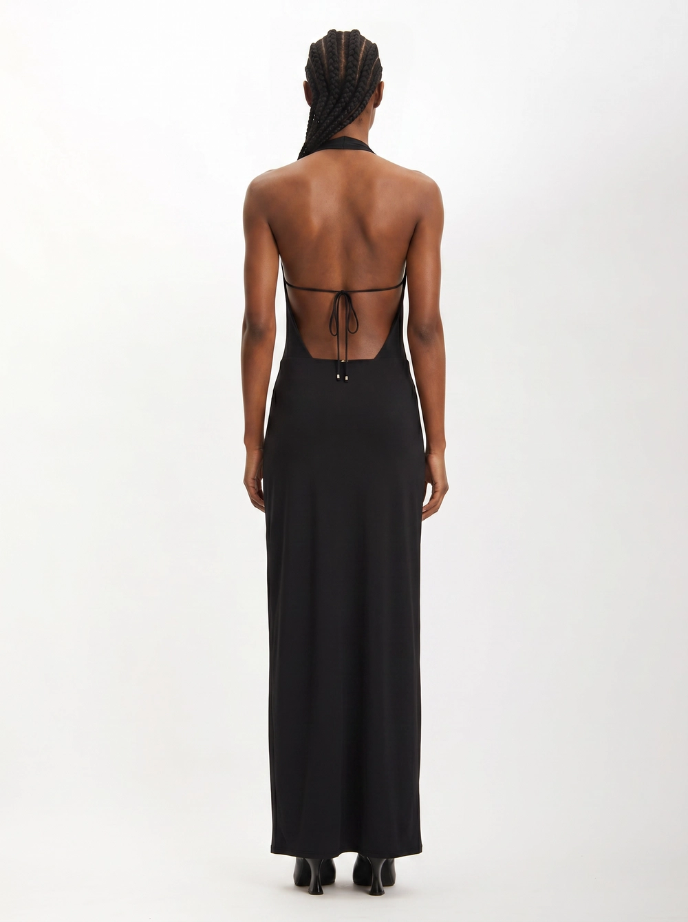 Vestido Longo Degage Decote Drapeado Preto 2
