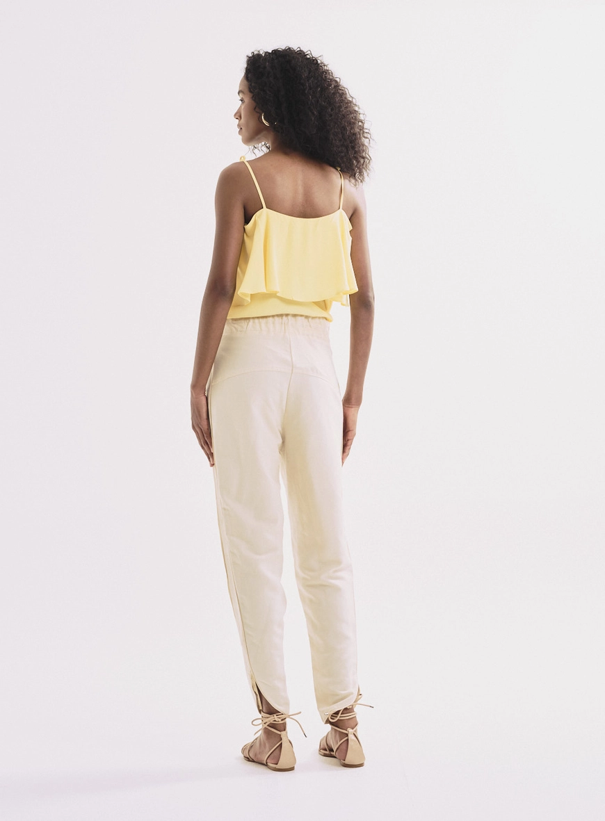 Calça Jogger  Com Amarração Feminina Bege 2