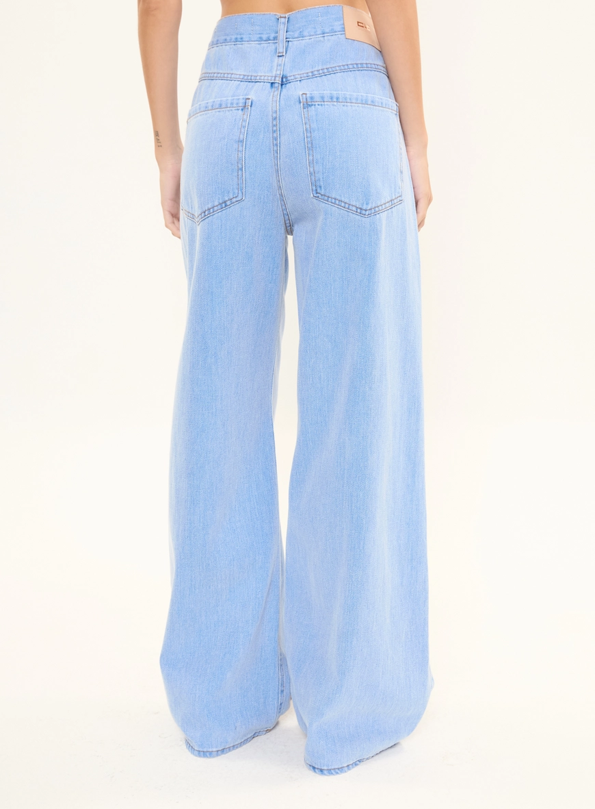 Calça Jeans Feminina Baggy Cintura Média Índigo 4
