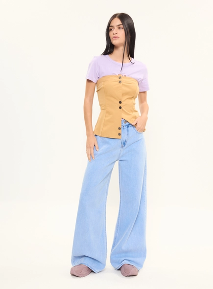 Calça Jeans Feminina Baggy Cintura Média