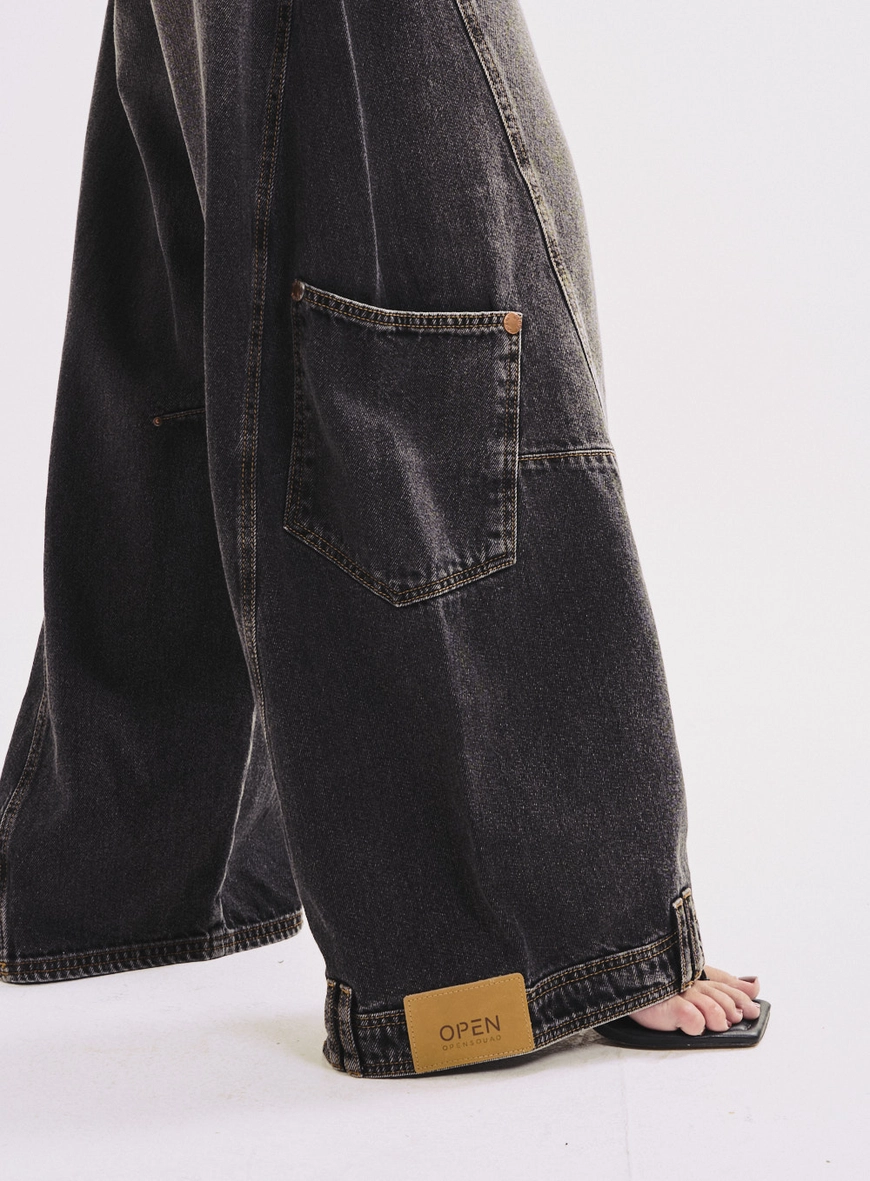 Calça Jeans Ballon Com Detalhes Feminina Indigo Preto 3
