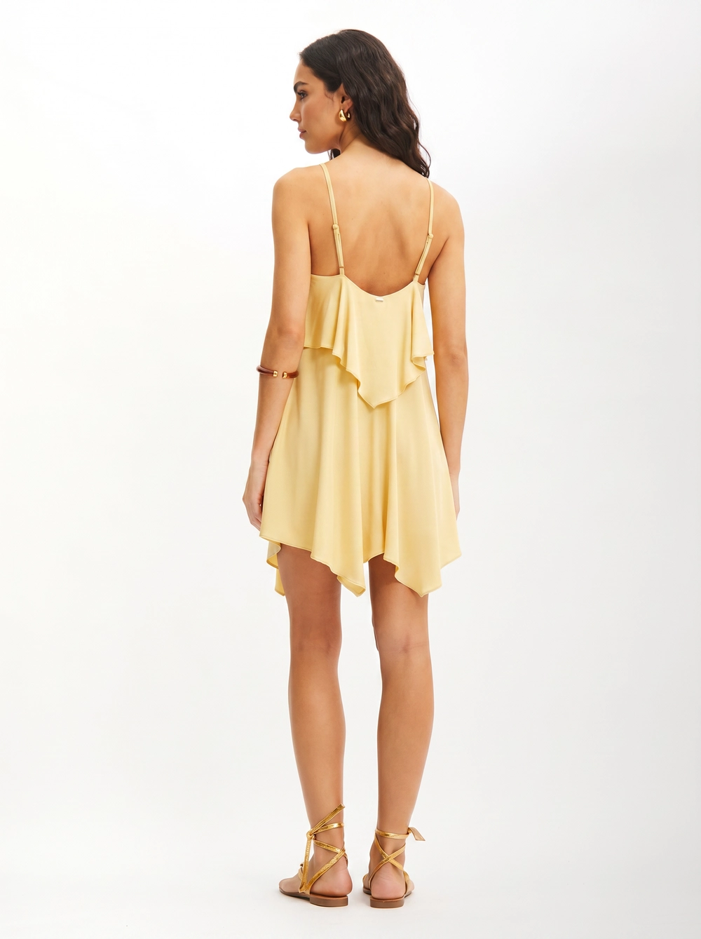 Vestido Curto Ampla Com Sobreposição Assimétrica AMARELO 2