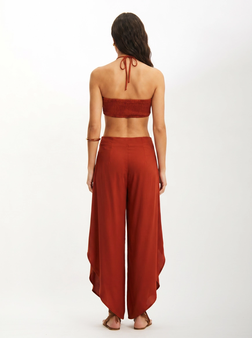 Macacão Pantalona Com Recortes Vazados Laranja 2