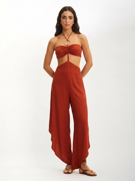 Macacão Pantalona Com Recortes Vazados