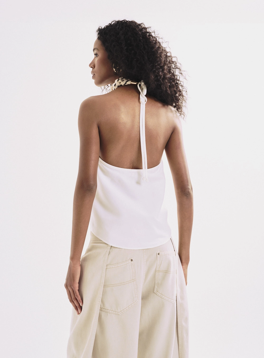 Blusa Feminina Reta Costas Abertas Com Amarração Off Shell 2