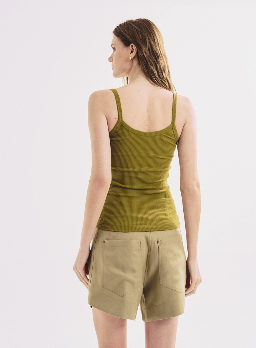 Regata Feminina Slim Basic Comfort Com Alças Finas Verde 2