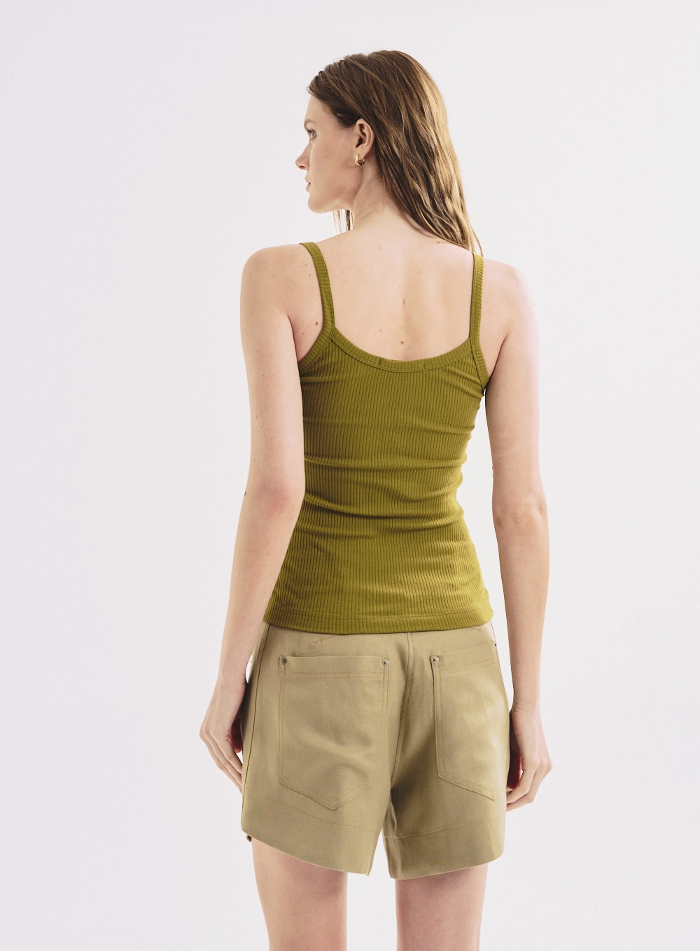 Regata Feminina Slim Basic Comfort Com Alças Finas Verde 2