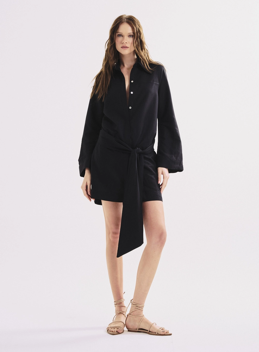 Vestido Feminino Reto Com Amarração Preto 1