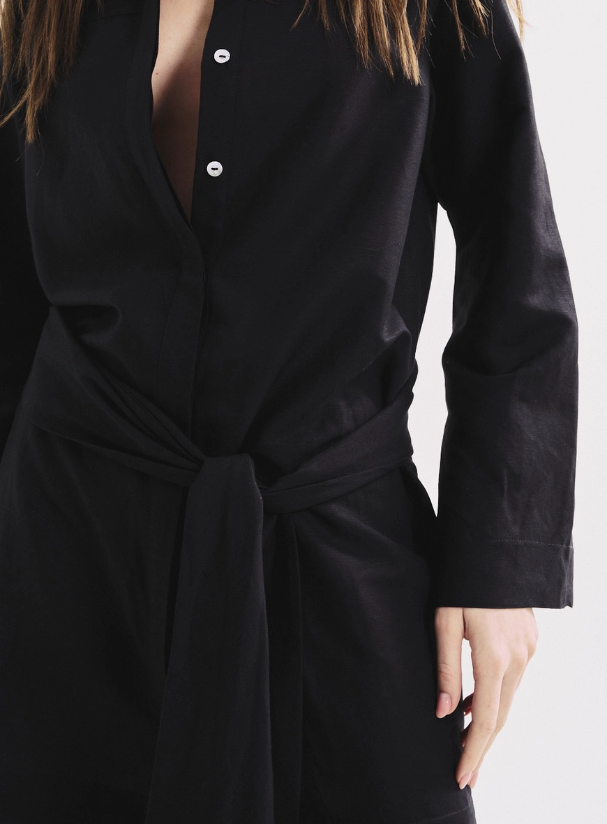 Vestido Feminino Reto Com Amarração Preto 3