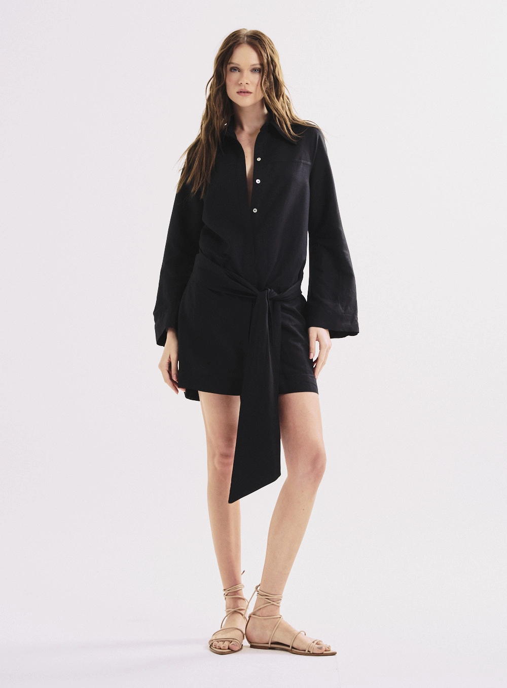 Vestido Feminino Reto Com Amarração Preto 1