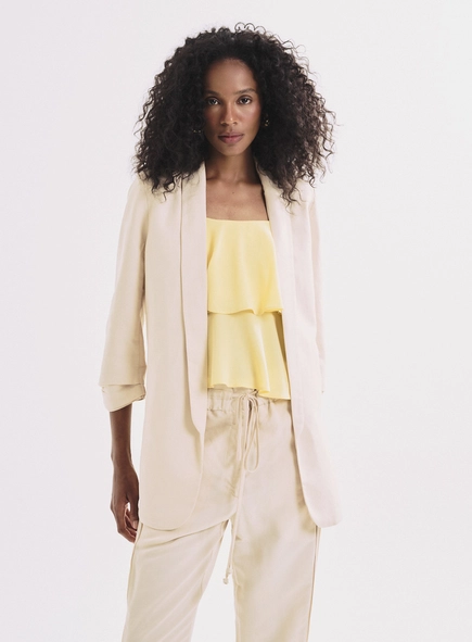 Blazer Feminino Alfaiataria Com Gola