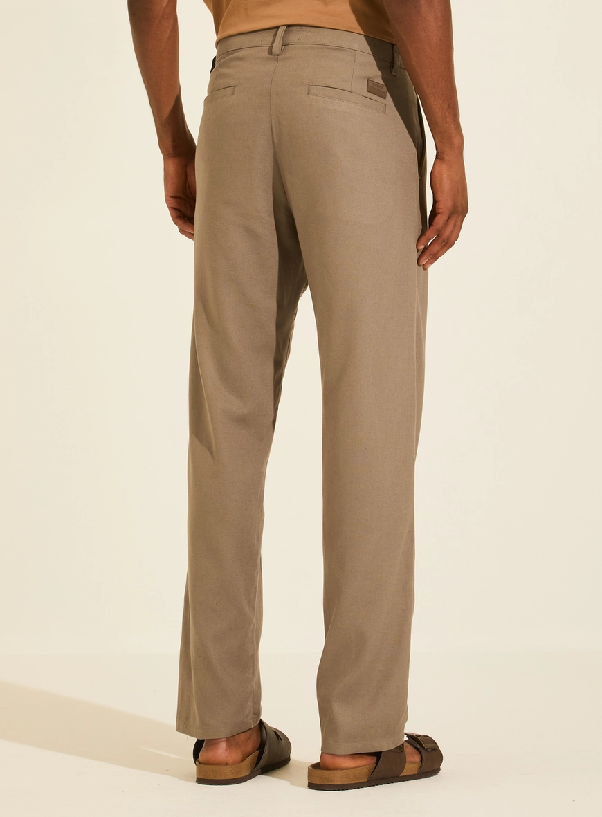 Calça Masculina Alfaiataria Reta - Caetano Bege Cinzas